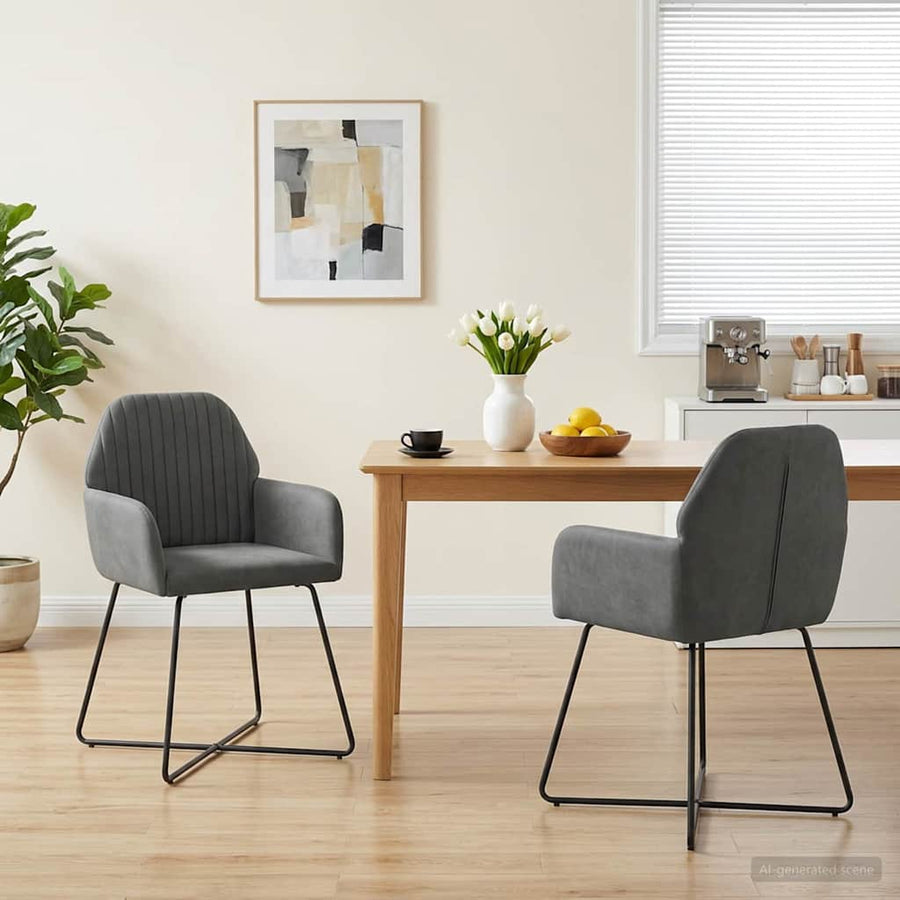 Eettafelstoelen 2 pcs fluweel Donkergrijs 55 x 50 x 84 cm