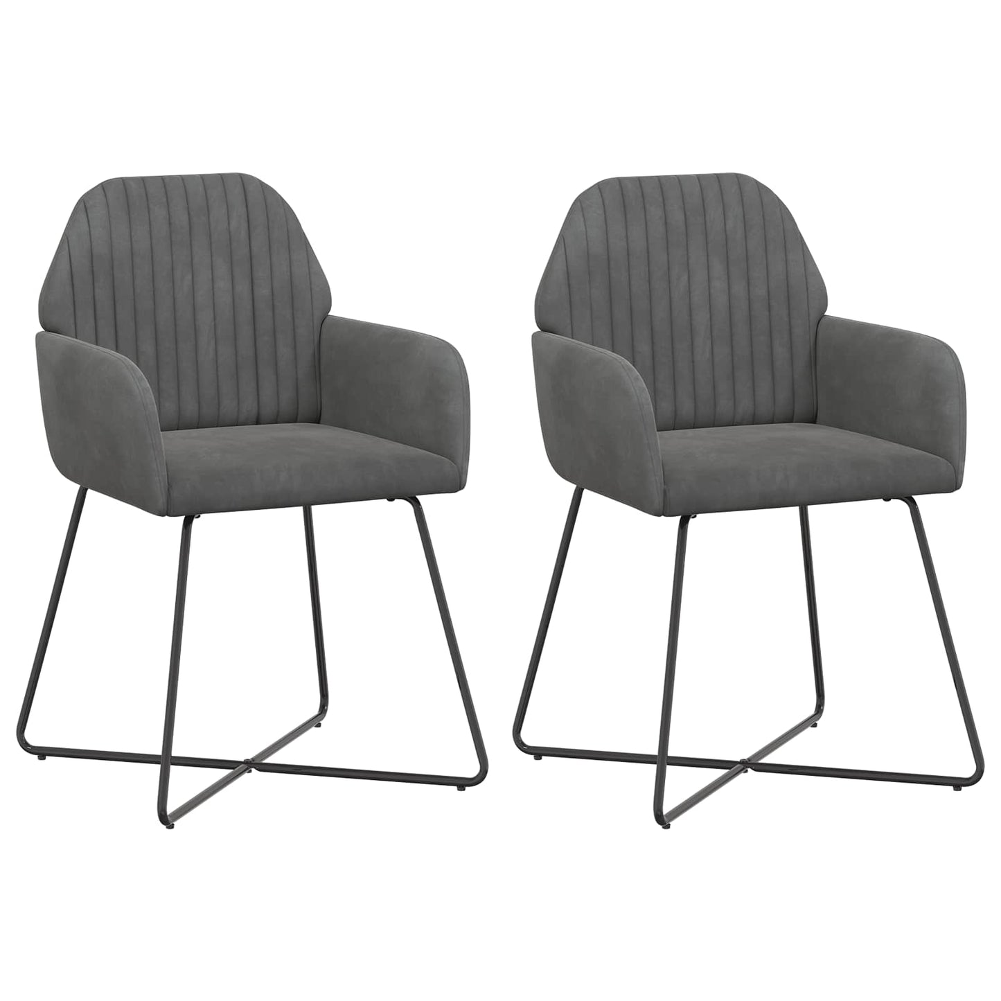 Eettafelstoelen 2 pcs fluweel Donkergrijs 55 x 50 x 84 cm
