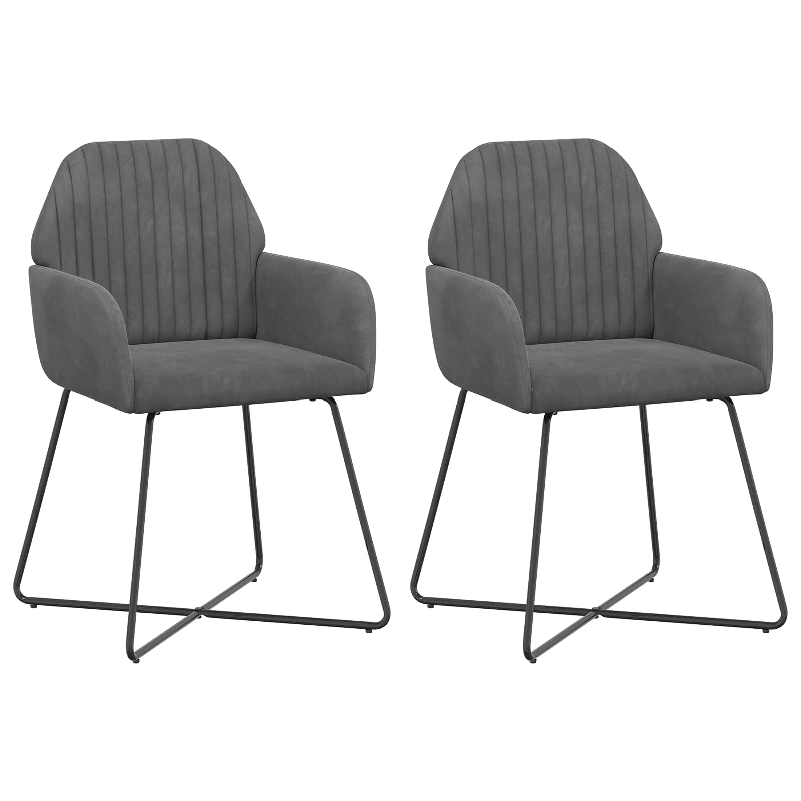 Eettafelstoelen 2 pcs fluweel Donkergrijs 55 x 50 x 84 cm
