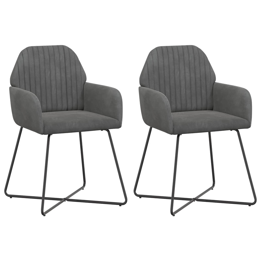 Eettafelstoelen 2 pcs fluweel Donkergrijs 55 x 50 x 84 cm
