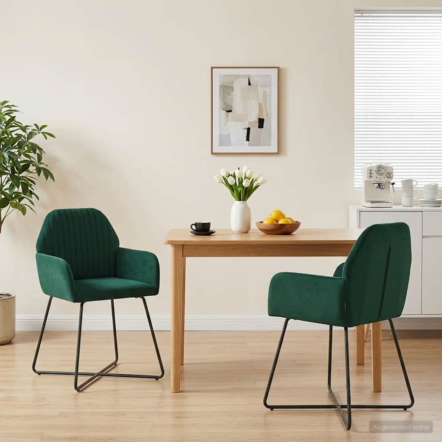Eettafelstoelen 2 pcs fluweel Donkergroen 55 x 50 x 84 cm