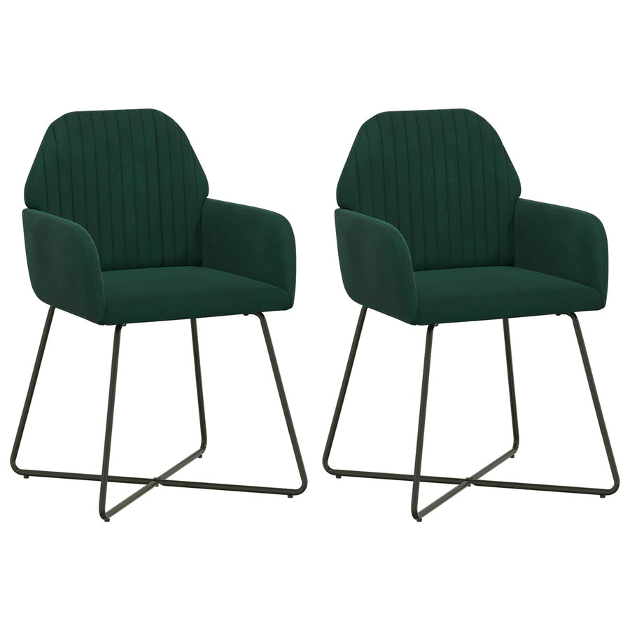 Eettafelstoelen 2 pcs fluweel Donkergroen 55 x 50 x 84 cm