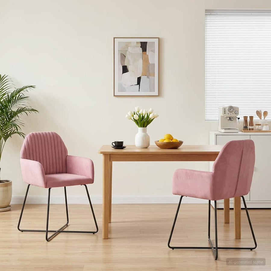Eettafelstoelen 2 pcs fluweel Roze 55 x 50 x 84 cm