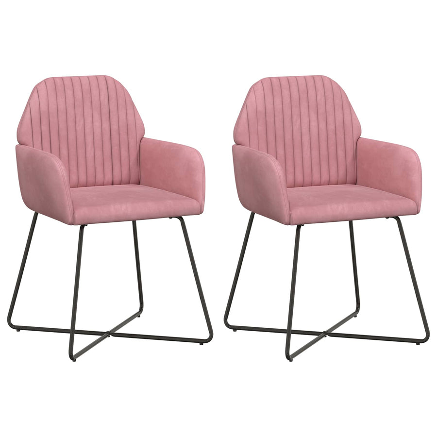 Eettafelstoelen 2 pcs fluweel Roze 55 x 50 x 84 cm