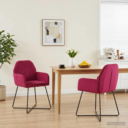 Eettafelstoelen 2 pcs fluweel Wijnrood 55 x 50 x 84 cm