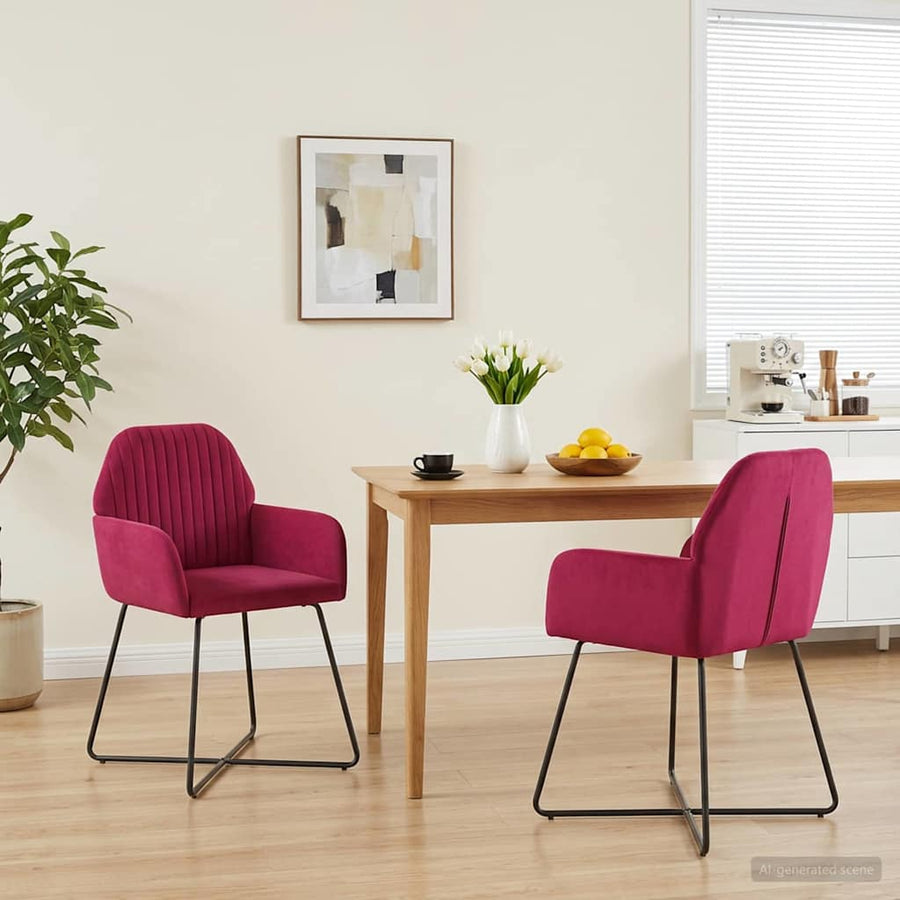 Eettafelstoelen 2 pcs fluweel Wijnrood 55 x 50 x 84 cm