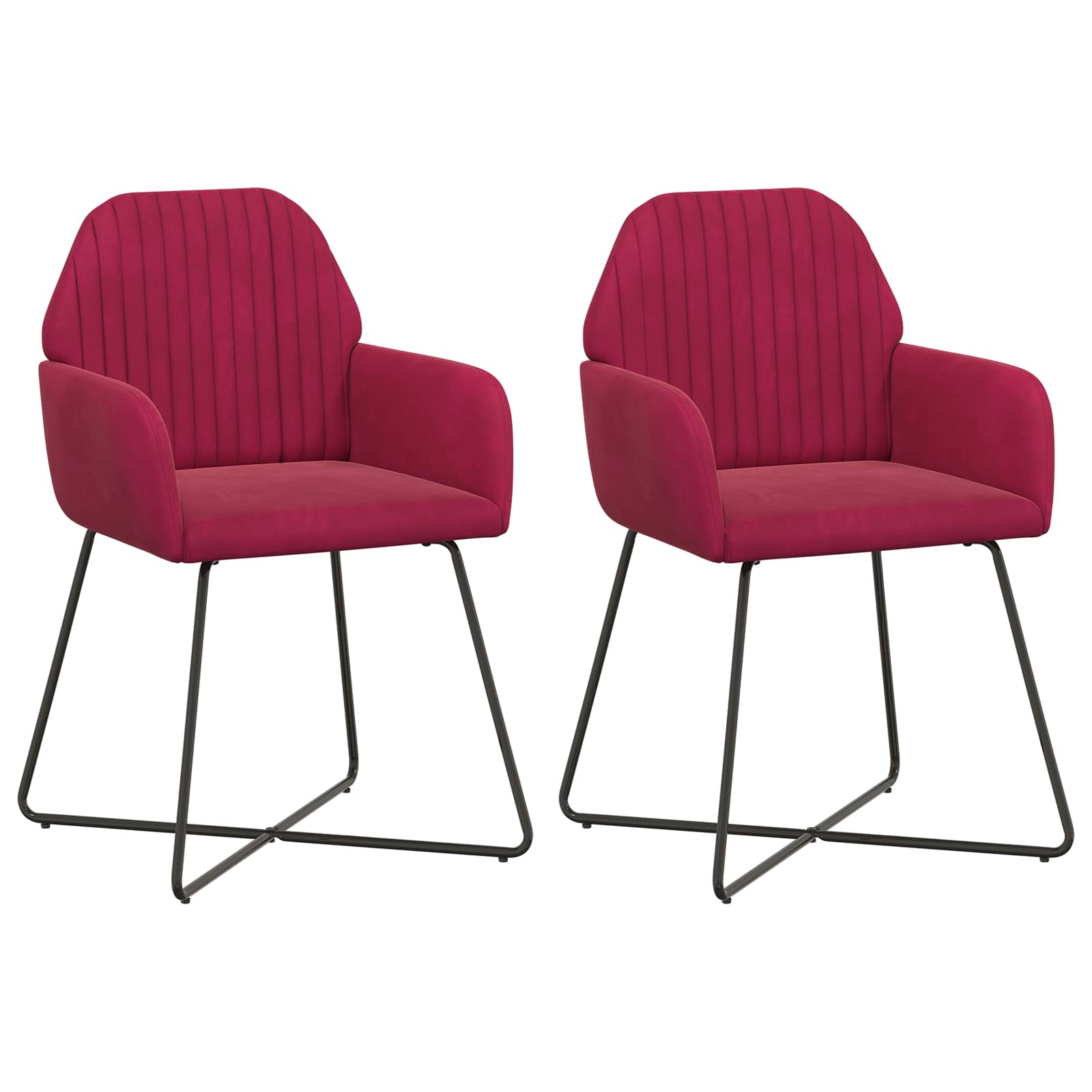 Eettafelstoelen 2 pcs fluweel Wijnrood 55 x 50 x 84 cm