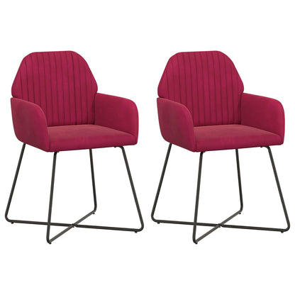 Eettafelstoelen 2 pcs fluweel Wijnrood 55 x 50 x 84 cm