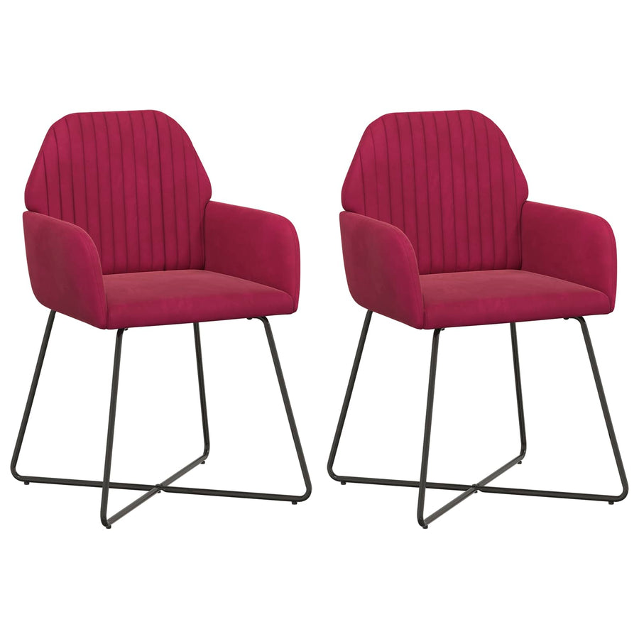 Eettafelstoelen 2 pcs fluweel Wijnrood 55 x 50 x 84 cm