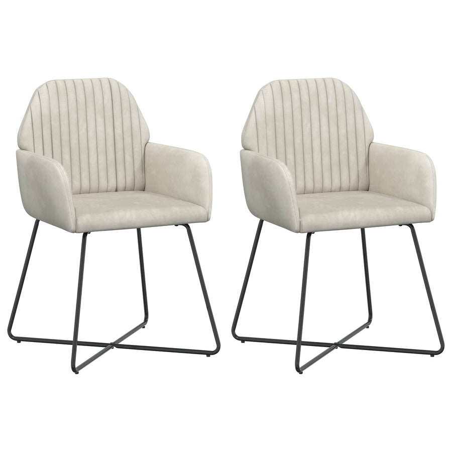 Eettafelstoelen 2 pcs fluweel Crèmekleurig 55 x 50 x 84 cm