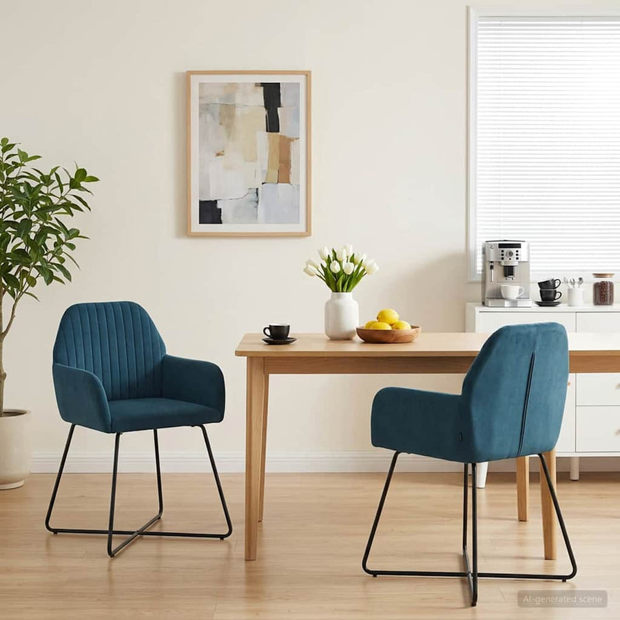 Eettafelstoelen 2 pcs fluweel Blauw 55 x 50 x 84 cm