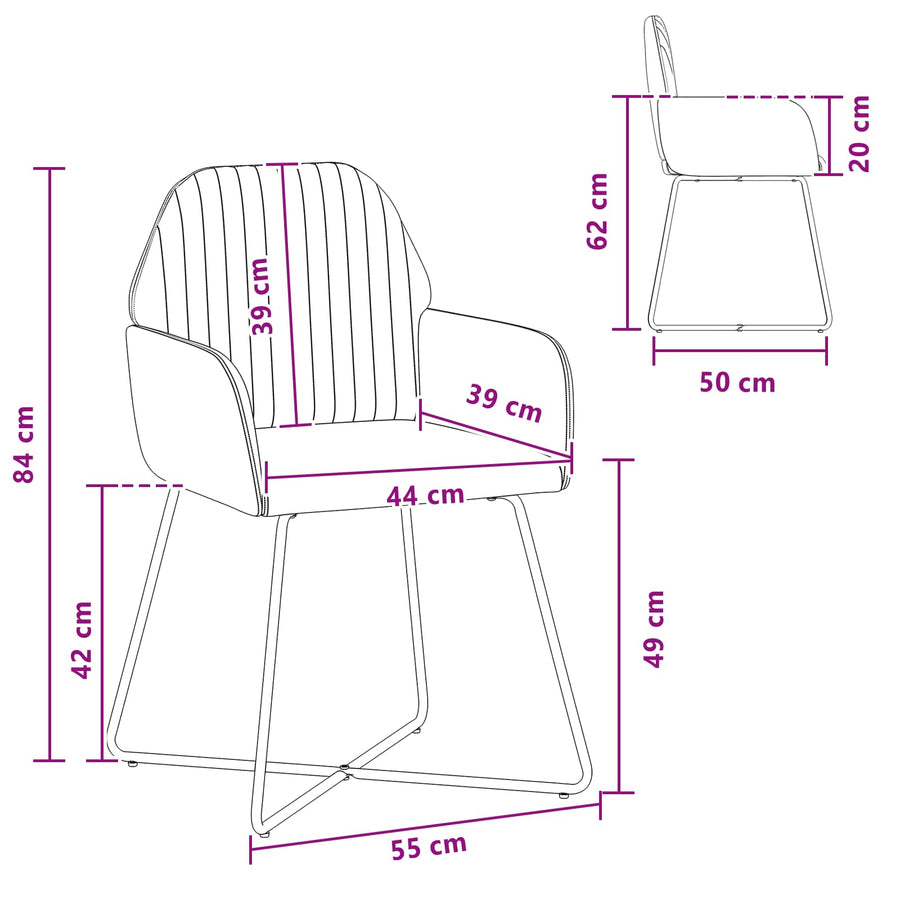 Eettafelstoelen 2 pcs fluweel Blauw 55 x 50 x 84 cm