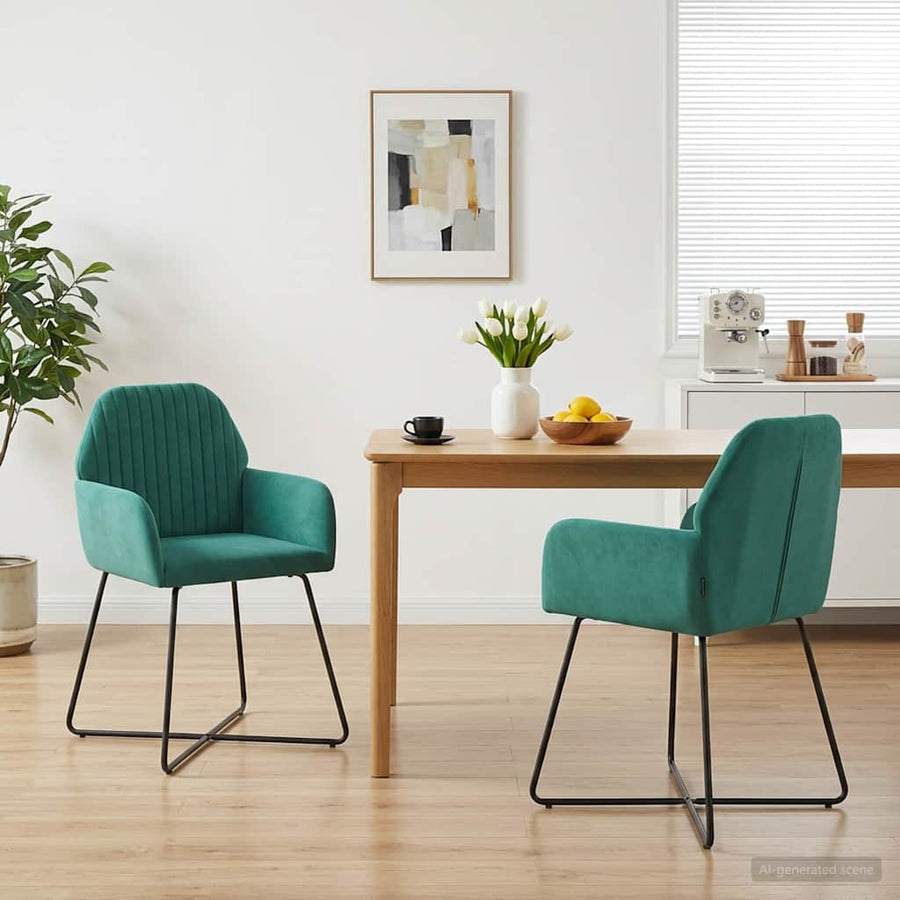 Eettafelstoelen 2 pcs fluweel Turquoise 55 x 50 x 84 cm