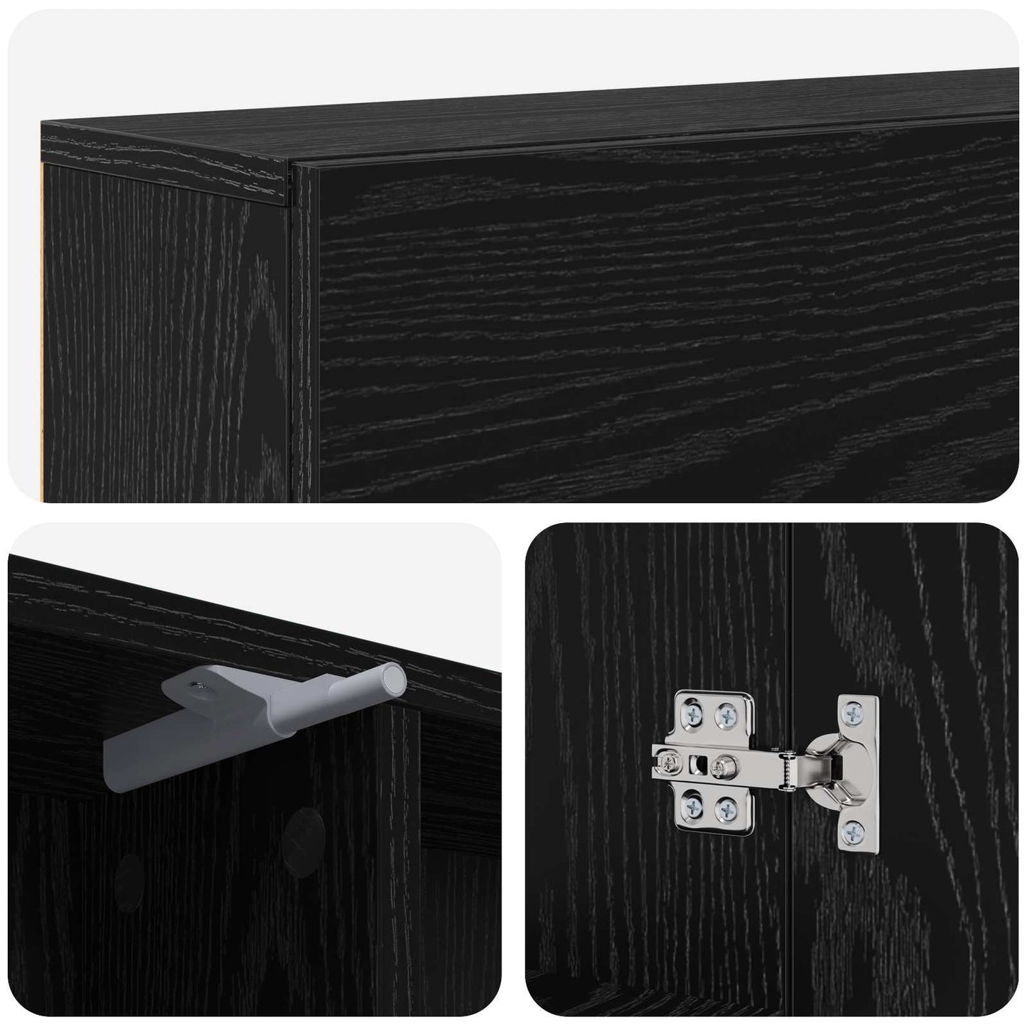 Haardomlijsting Zwart eiken 102 x 18 x 100,5 cm Bewerkt hout