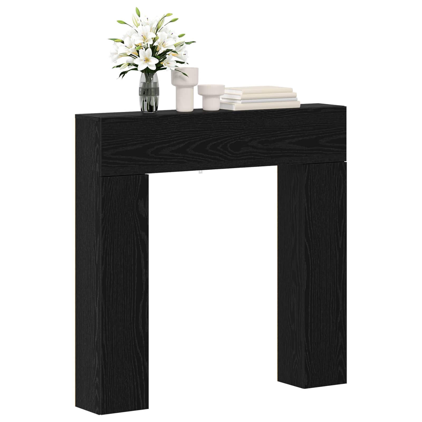 Haardomlijsting Zwart eiken 102 x 18 x 100,5 cm Bewerkt hout