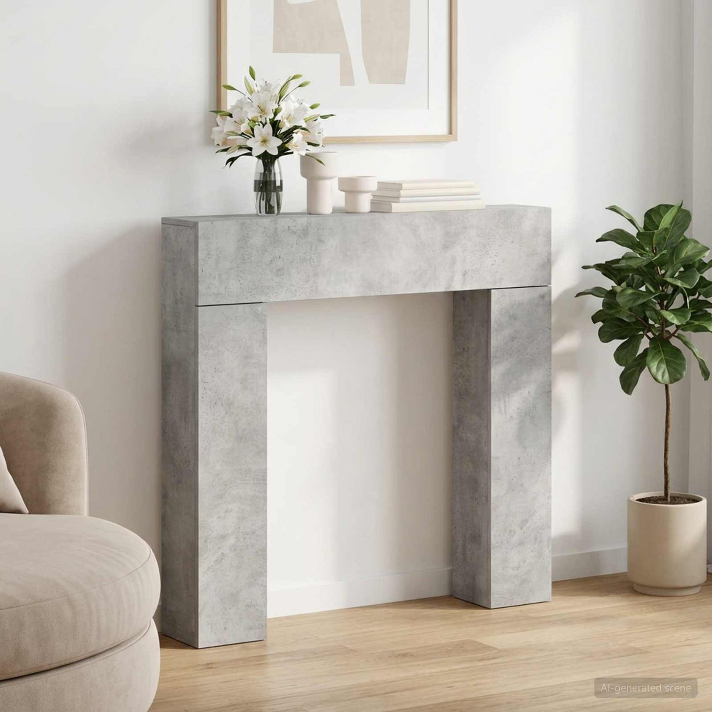 Haardomlijsting Betongrijs 102 x 18 x 100,5 cm Bewerkt hout