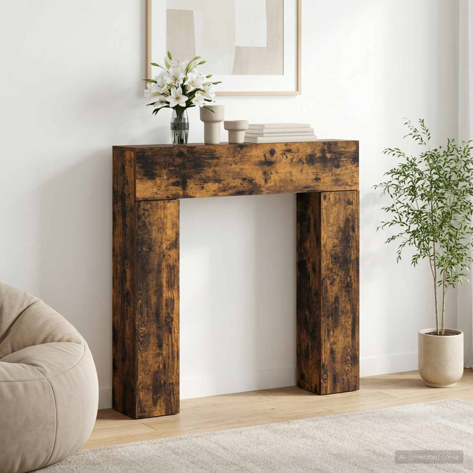 Haardomlijsting Gerookt eiken 102 x 18 x 100,5 cm Bewerkt hout