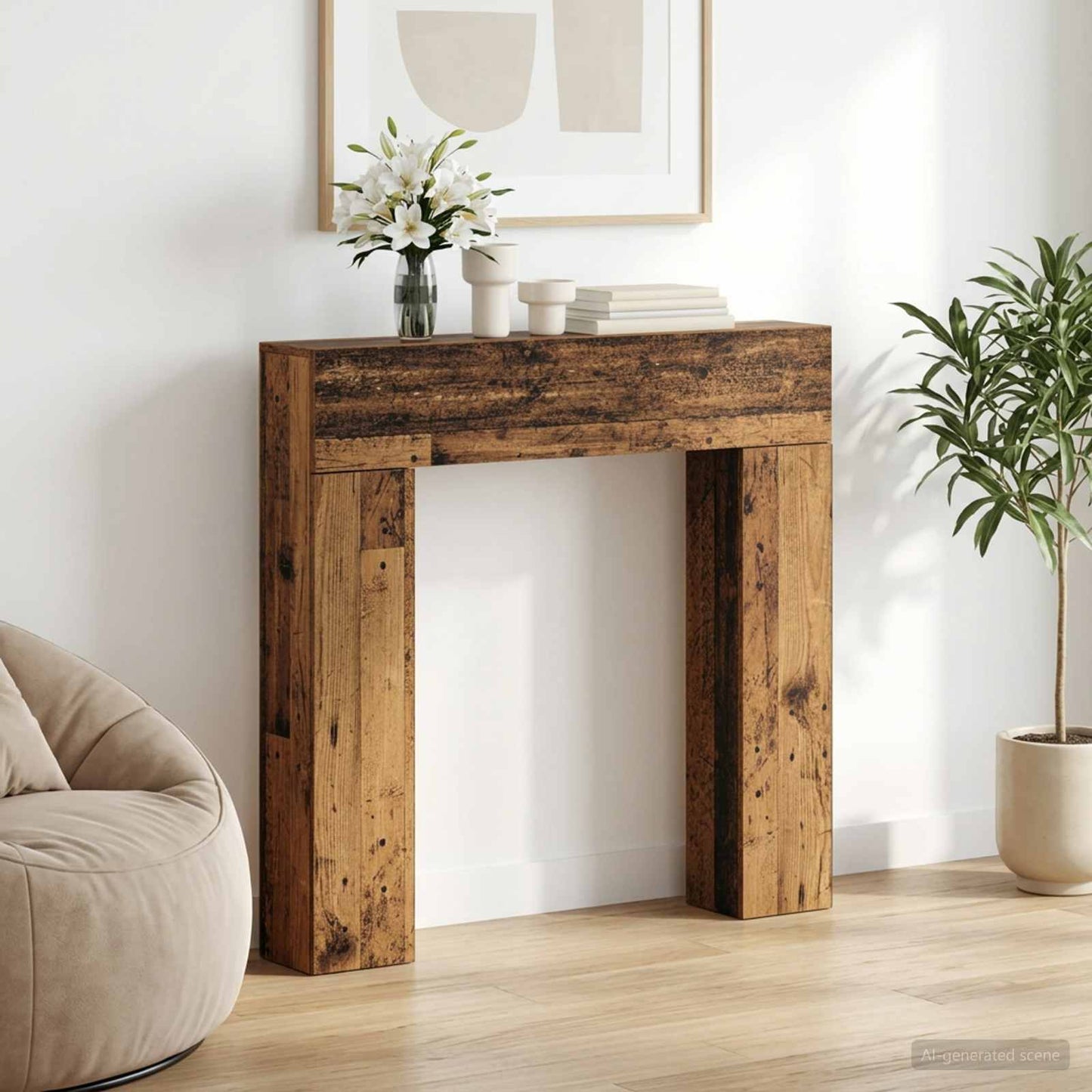 Haardomlijsting Oud hout 102 x 18 x 100,5 cm Bewerkt hout