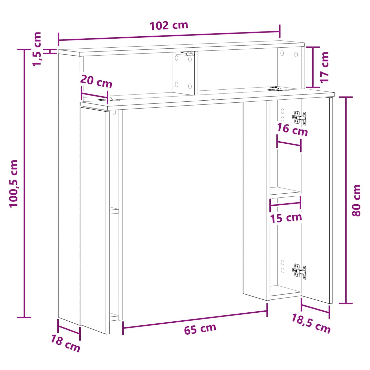 Haardomlijsting Artisanaal eiken 102 x 18 x 100,5 cm