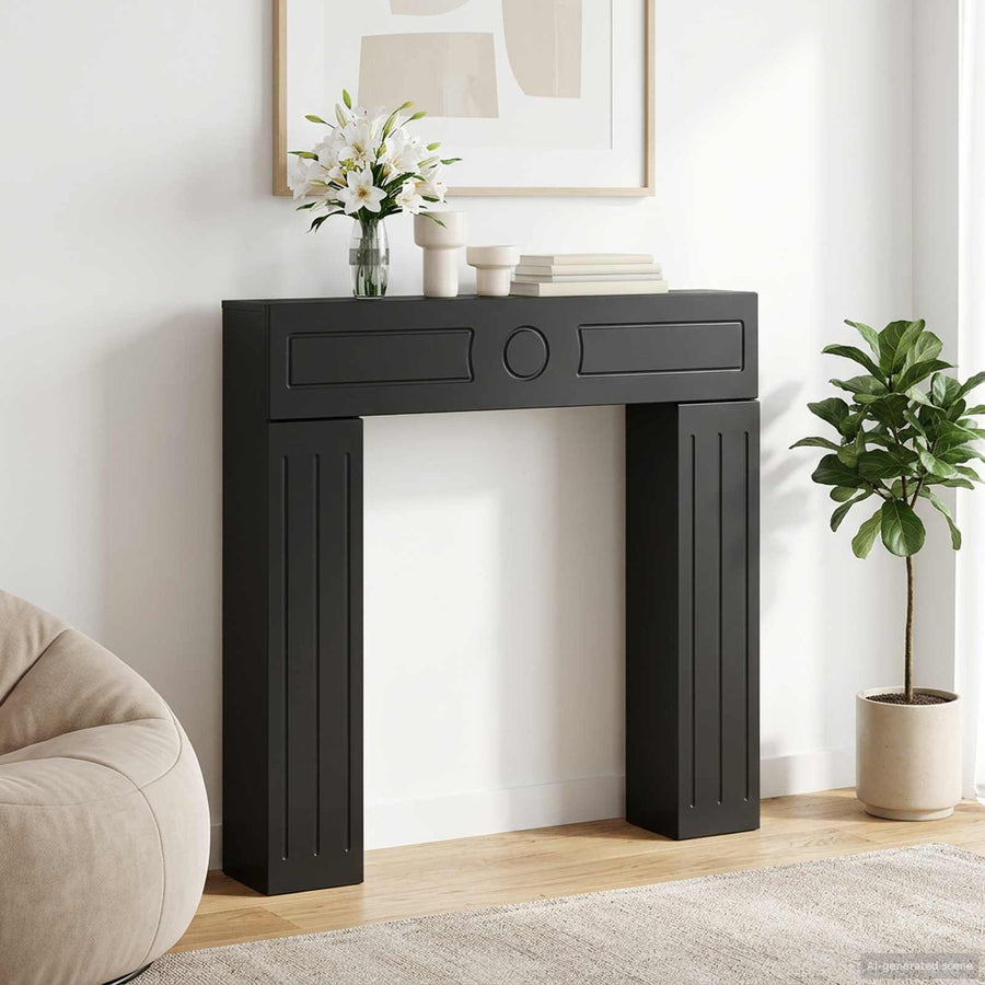 Haardomlijsting Zwart 102 x 18 x 100,5 cm Bewerkt hout