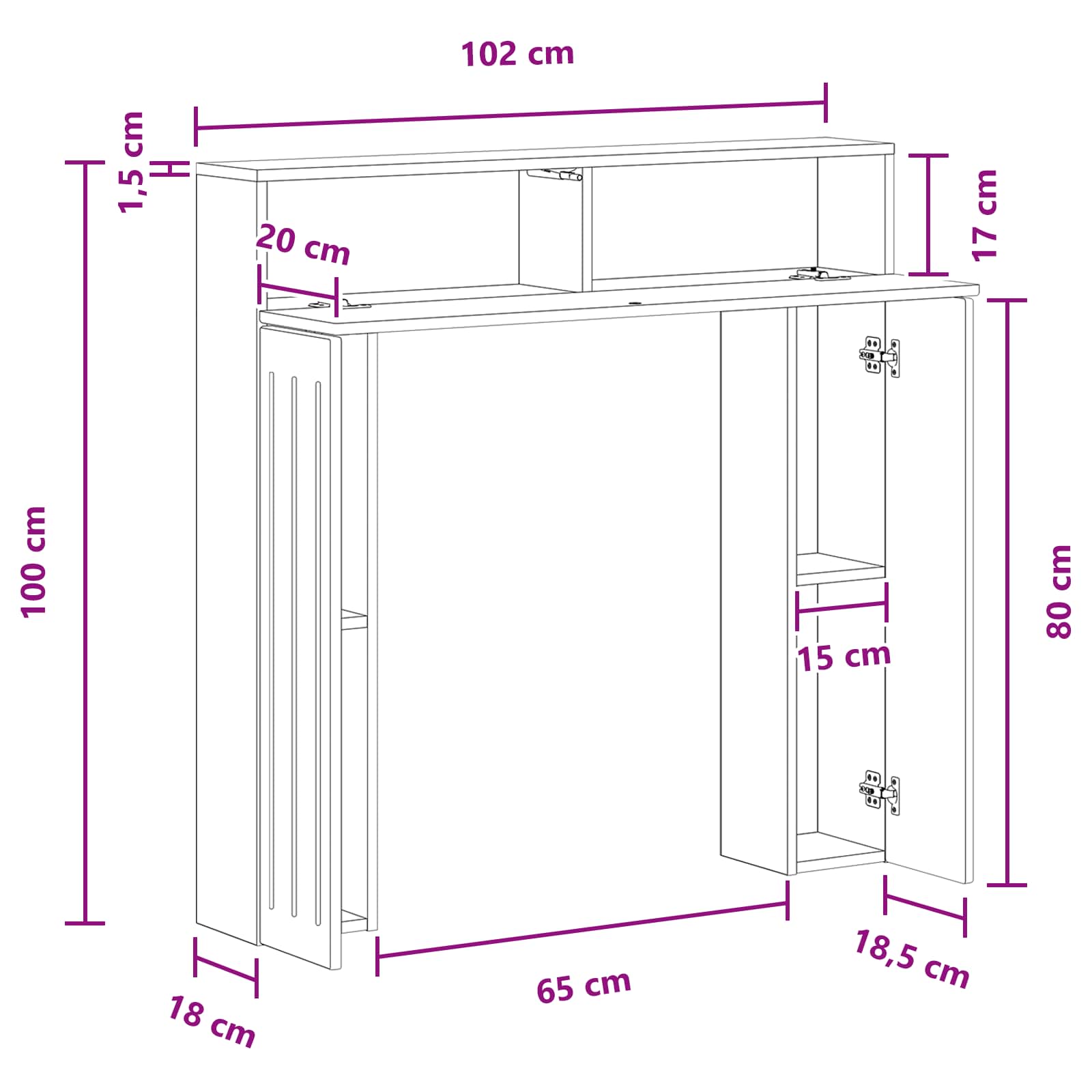Haardomlijsting Zwart 102 x 18 x 100,5 cm Bewerkt hout