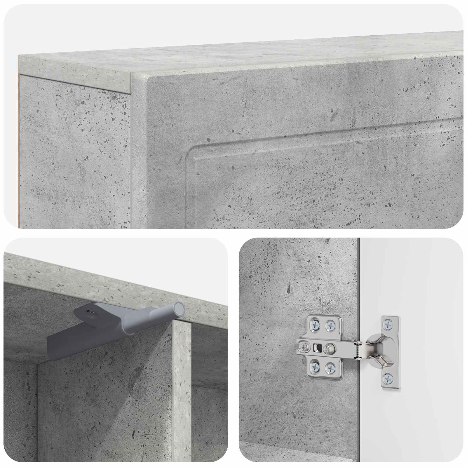 Haardomlijsting Betongrijs 102 x 18 x 100,5 cm Bewerkt hout
