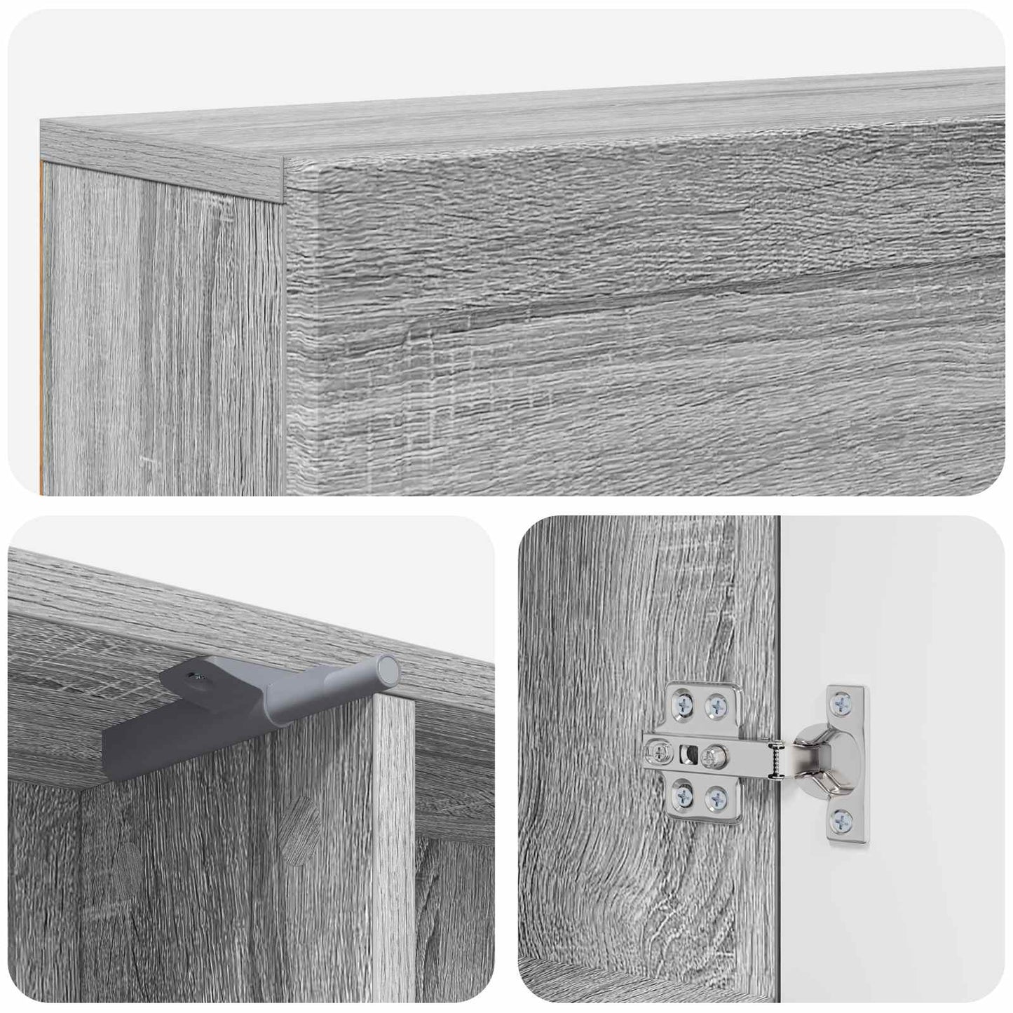 Haardomlijsting Grijs Sonoma 102 x 18 x 100,5 cm Bewerkt hout