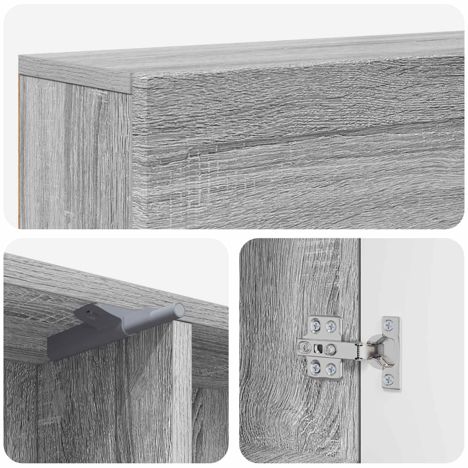 Haardomlijsting Grijs Sonoma 102 x 18 x 100,5 cm Bewerkt hout