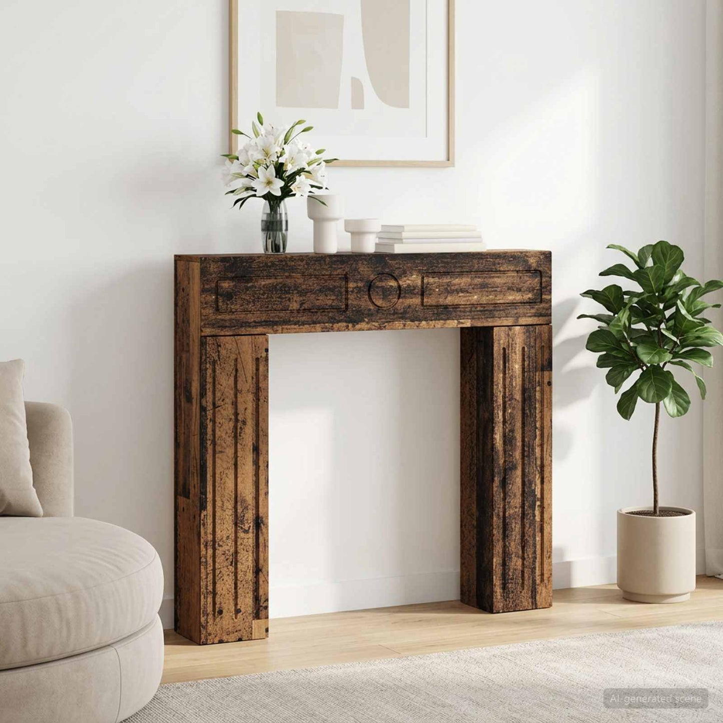Haardomlijsting Oud hout 102 x 18 x 100,5 cm Bewerkt hout