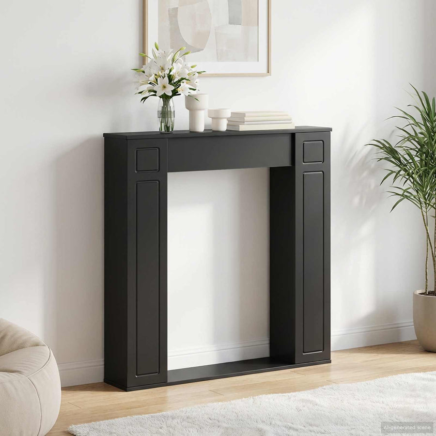 Haardomlijsting Zwart 100 x 20 x 100 cm Bewerkt hout