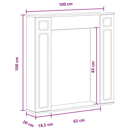 Haardomlijsting Zwart 100 x 20 x 100 cm Bewerkt hout