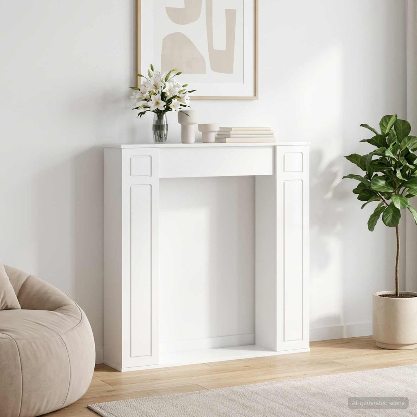 Haardomlijsting Hoogglans Wit 100 x 20 x 100 cm Bewerkt hout