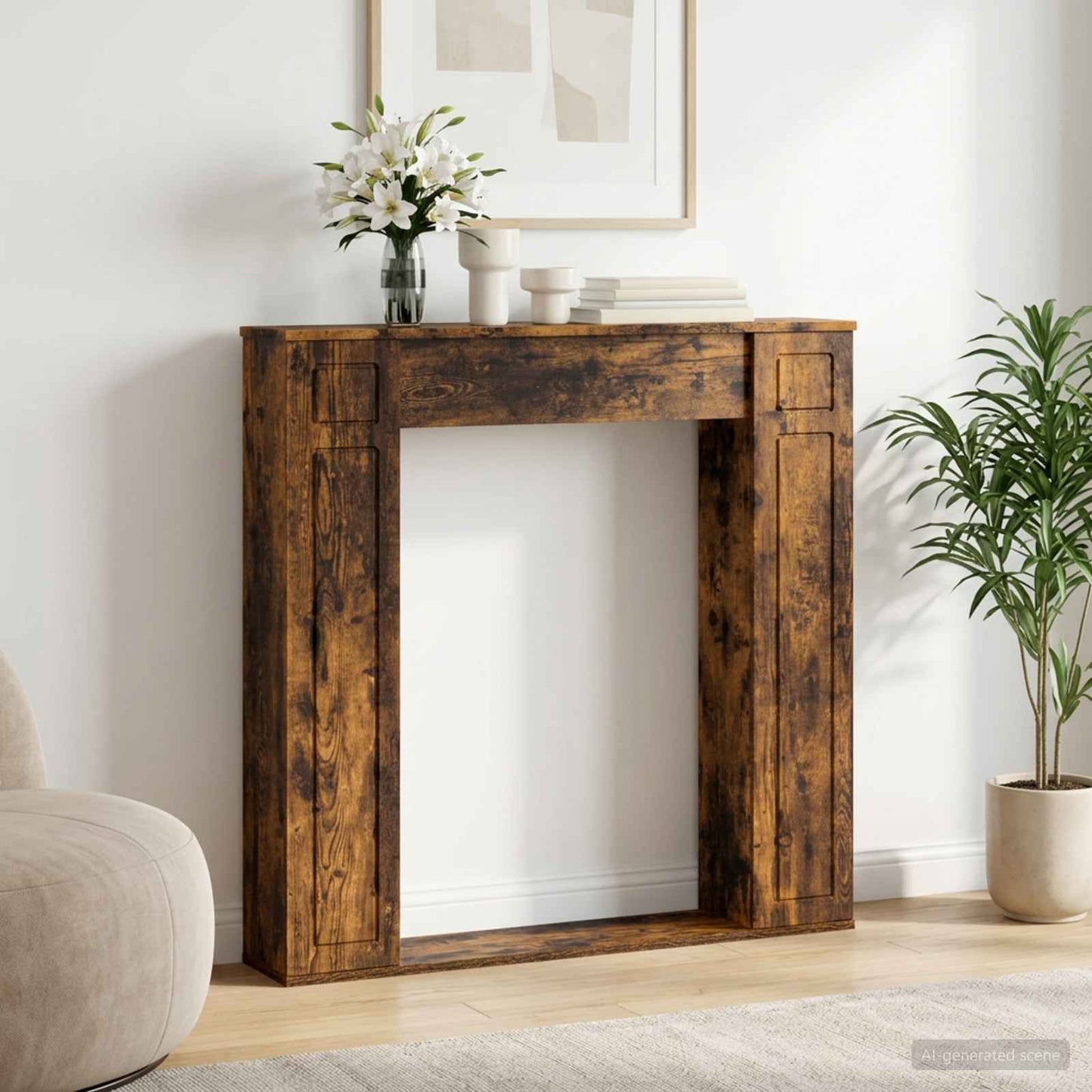 Haardomlijsting Gerookt eiken 100 x 20 x 100 cm Bewerkt hout