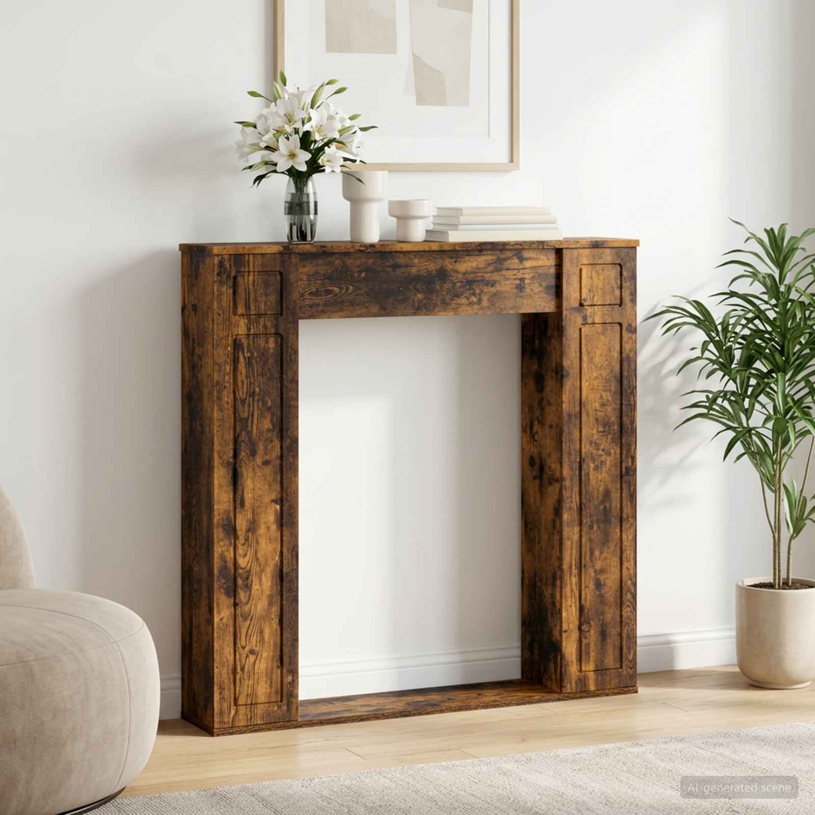 Haardomlijsting Gerookt eiken 100 x 20 x 100 cm Bewerkt hout