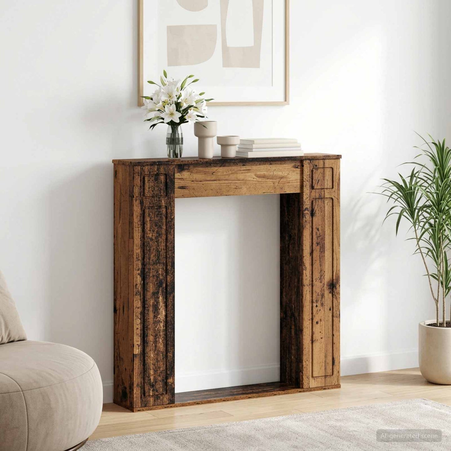 Haardomlijsting Oud hout 100 x 20 x 100 cm Bewerkt hout