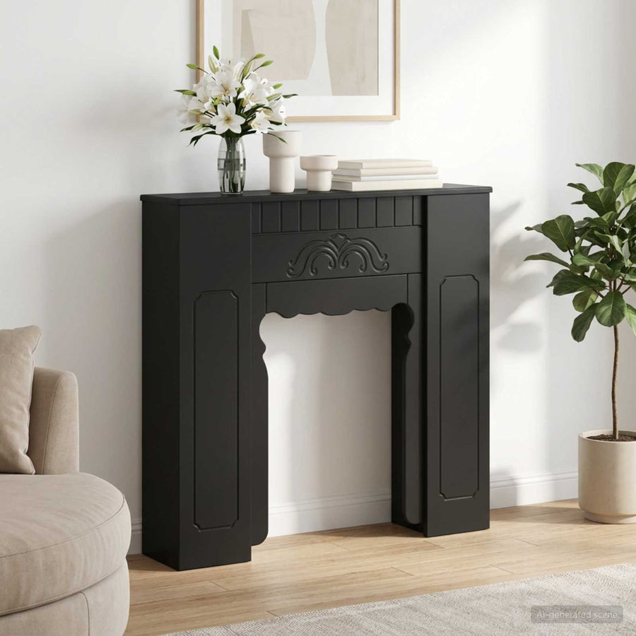 Haardomlijsting Zwart 93 x 20 x 89 cm Bewerkt hout