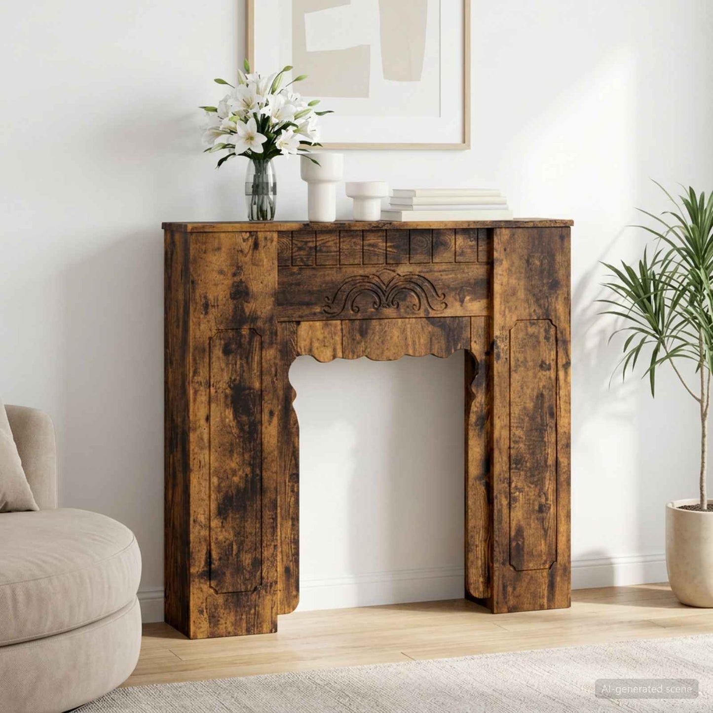 Haardomlijsting Gerookt eiken 93 x 20 x 89 cm Bewerkt hout