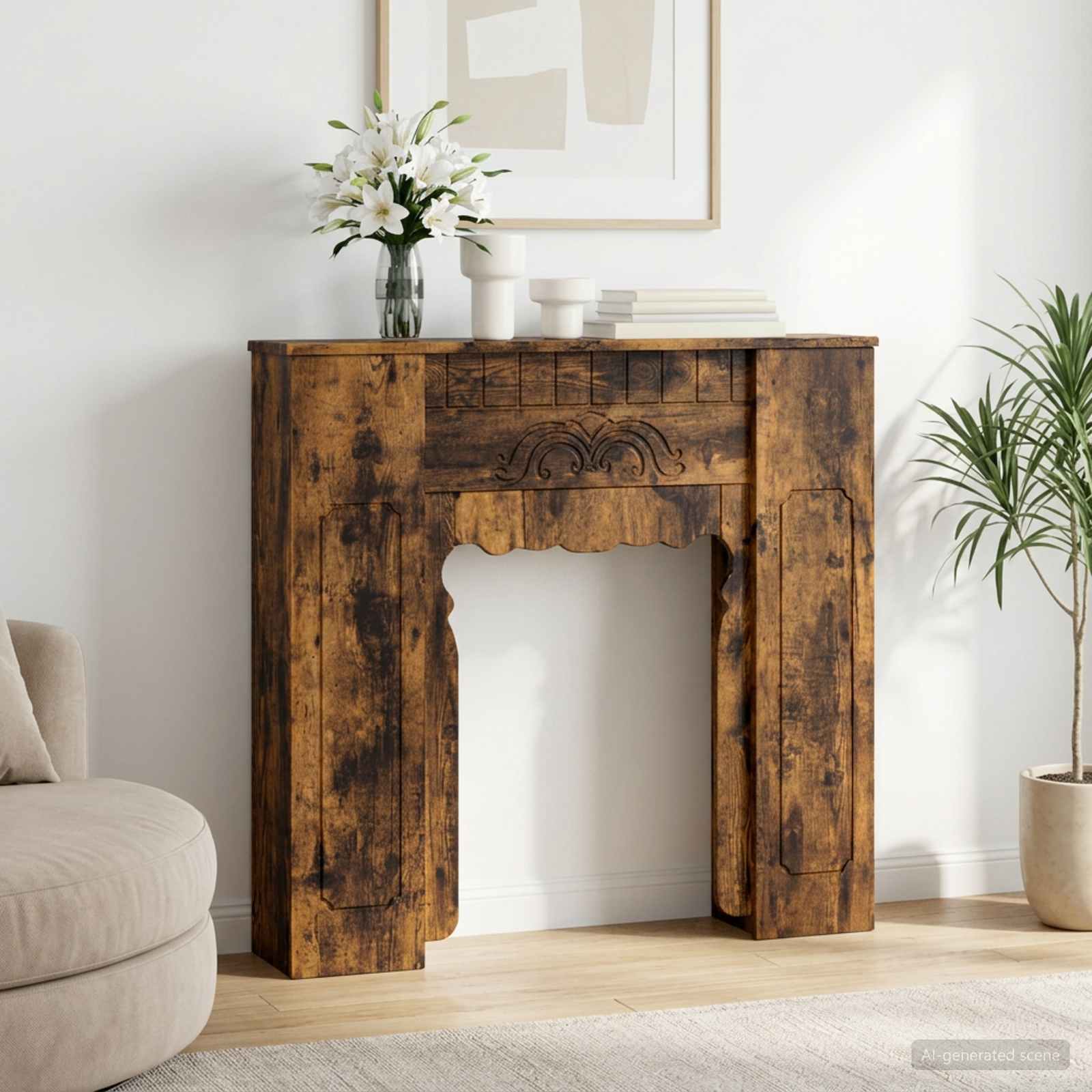 Haardomlijsting Gerookt eiken 93 x 20 x 89 cm Bewerkt hout