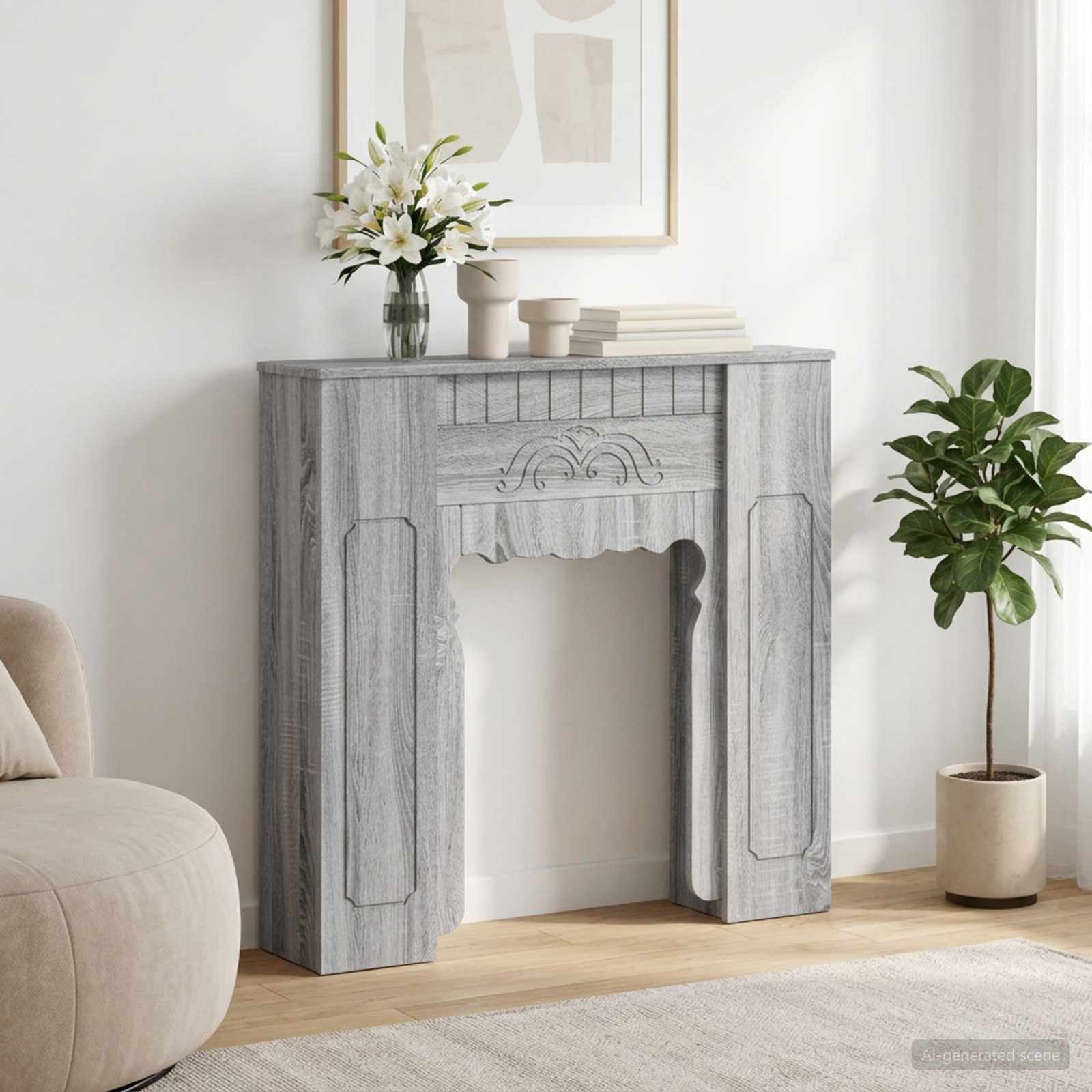 Haardomlijsting Grijs Sonoma 93 x 20 x 89 cm Bewerkt hout