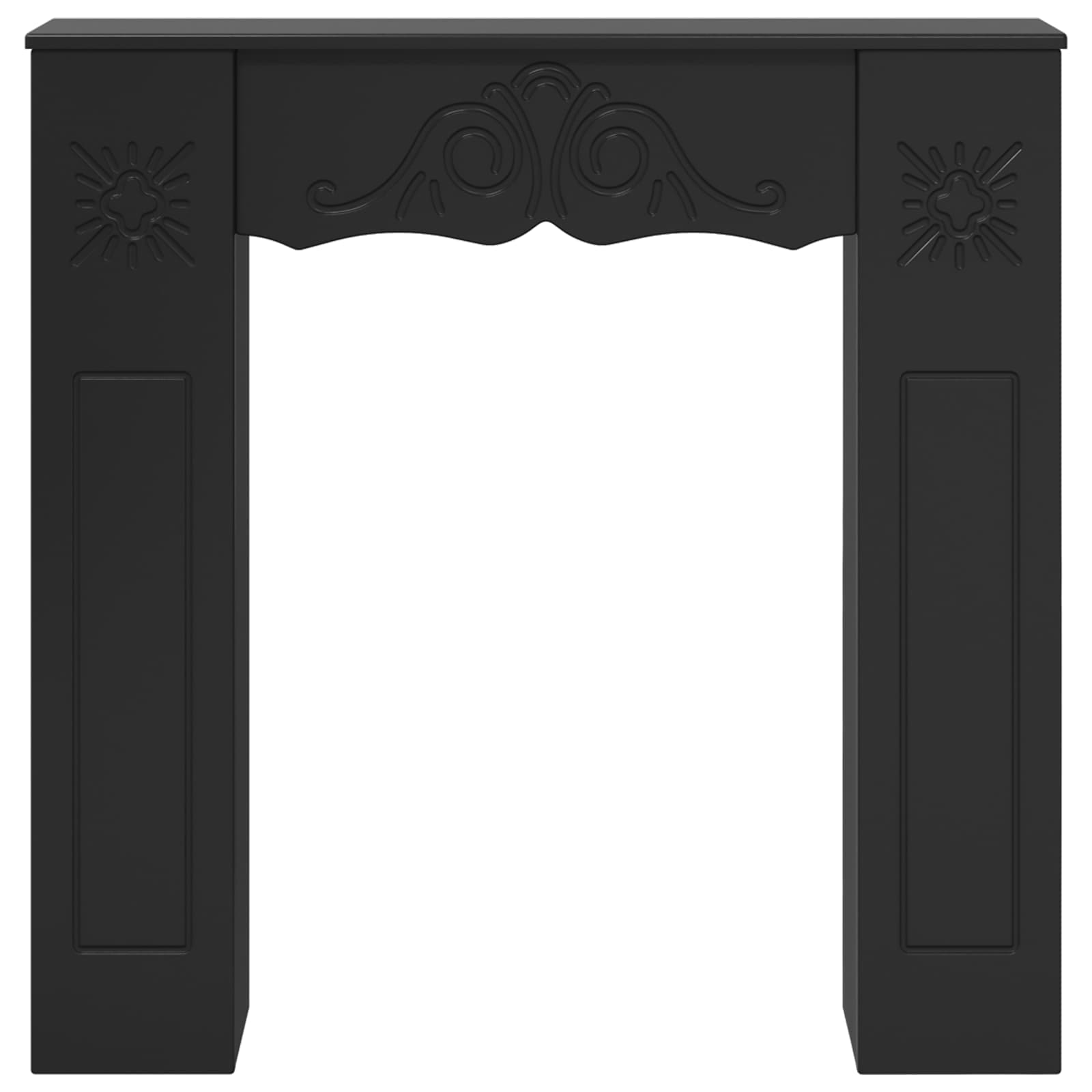 Haardomlijsting Zwart 102 x 20 x 102 cm Bewerkt hout
