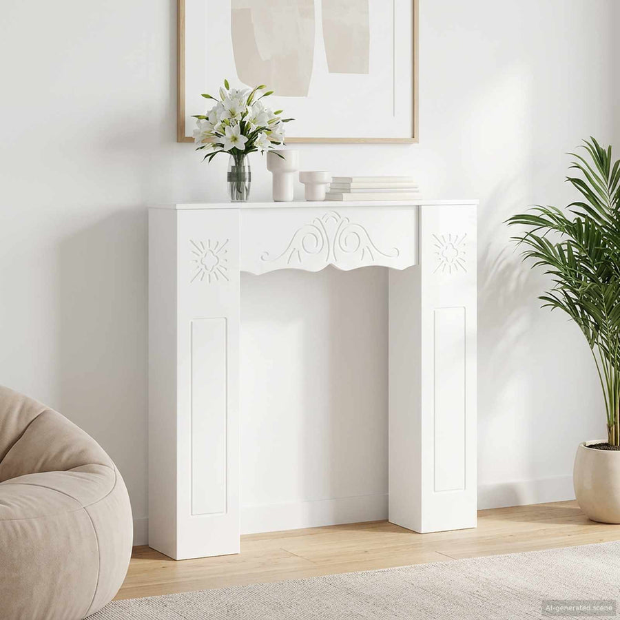 Haardomlijsting Hoogglans Wit 102 x 20 x 102 cm Bewerkt hout