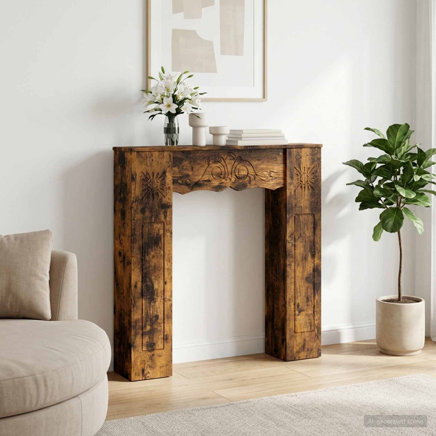 Haardomlijsting Gerookt eiken 102 x 20 x 102 cm Bewerkt hout