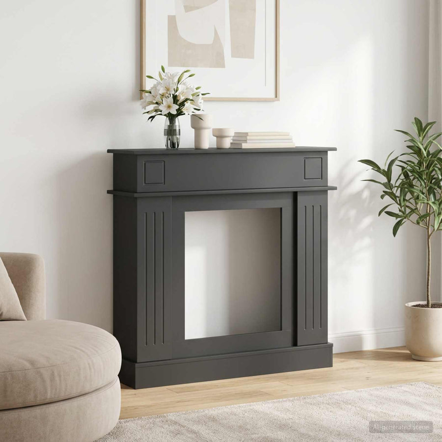 Haardomlijsting Zwart 102 x 26 x 100 cm Bewerkt hout