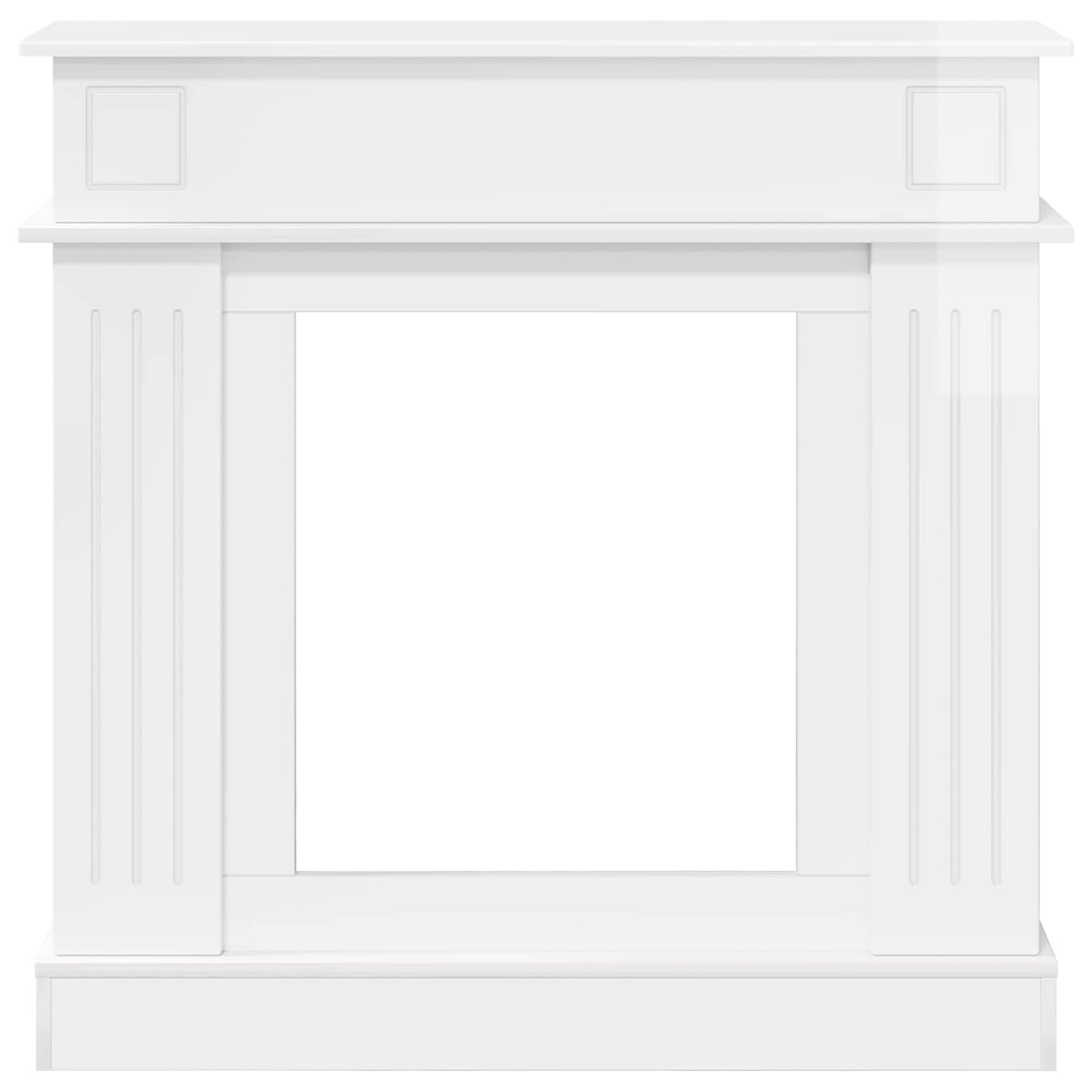 Haardomlijsting Hoogglans Wit 102 x 26 x 100 cm Bewerkt hout