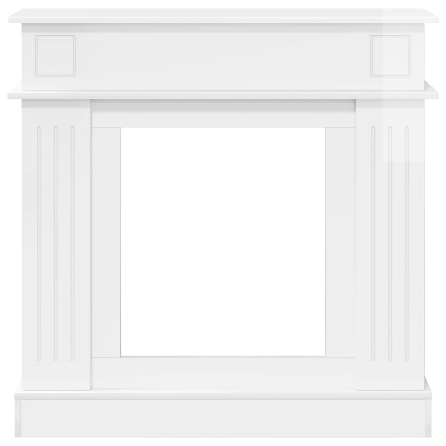 Haardomlijsting Hoogglans Wit 102 x 26 x 100 cm Bewerkt hout