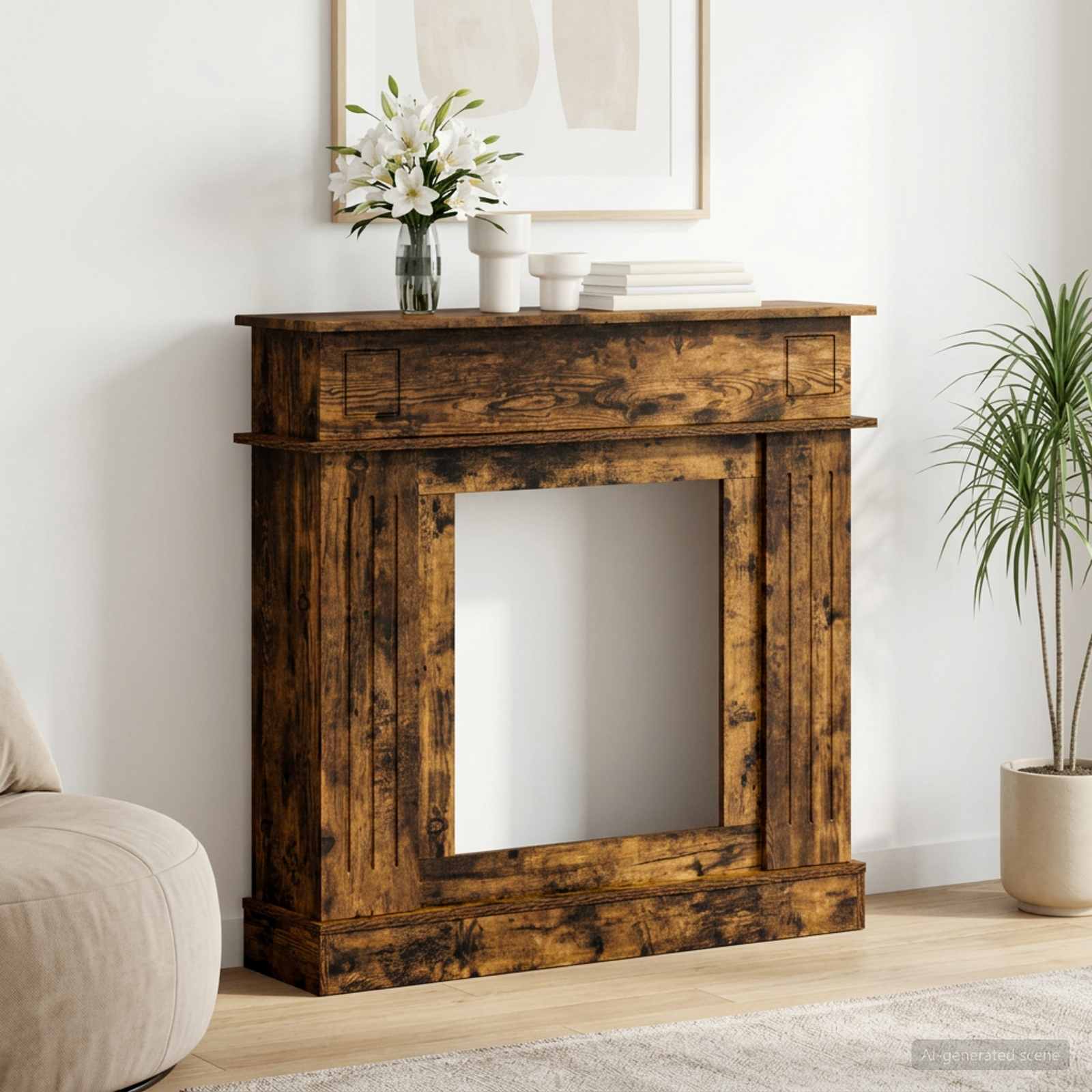 Haardomlijsting Gerookt eiken 102 x 26 x 100 cm Bewerkt hout