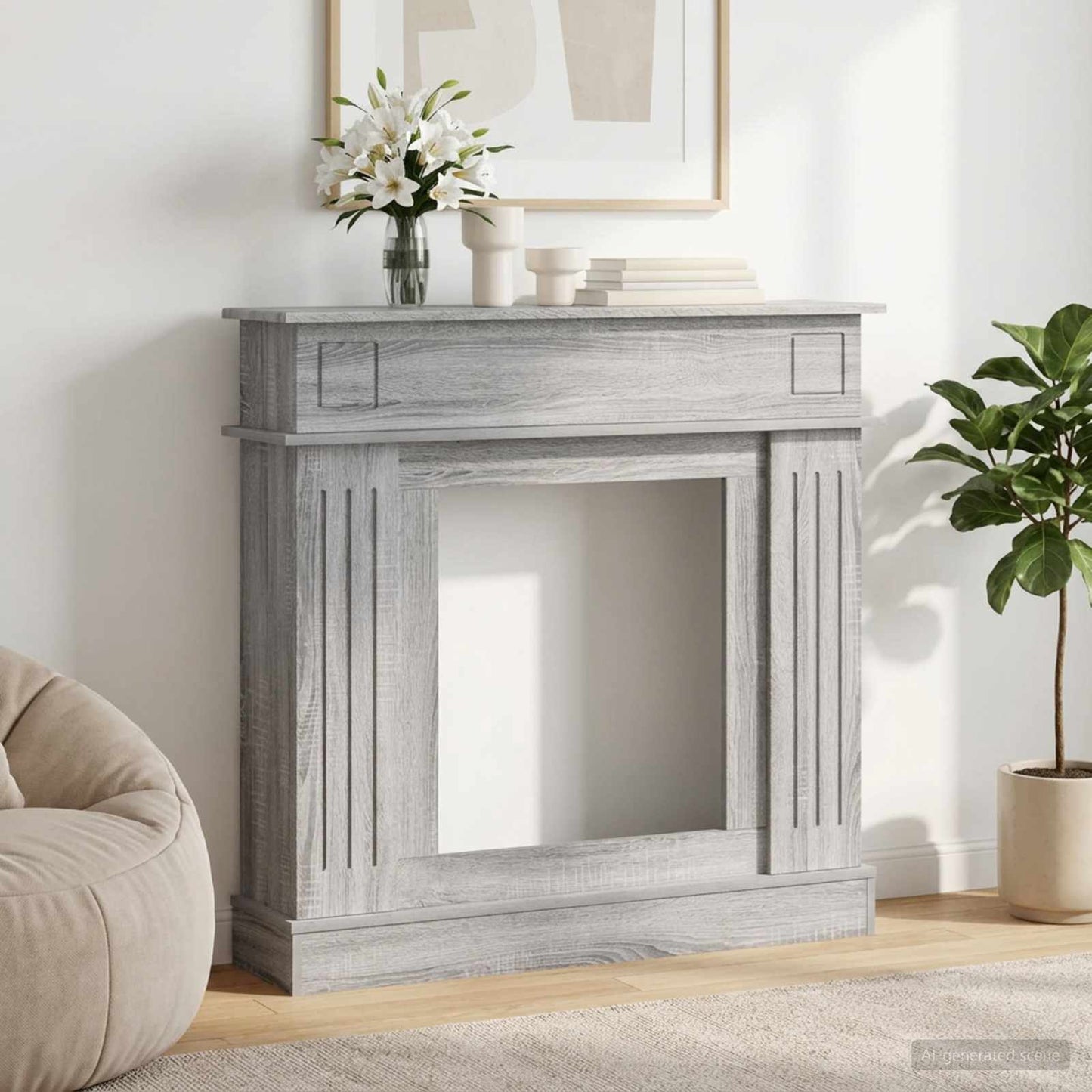 Haardomlijsting Grijs Sonoma 102 x 26 x 100 cm Bewerkt hout