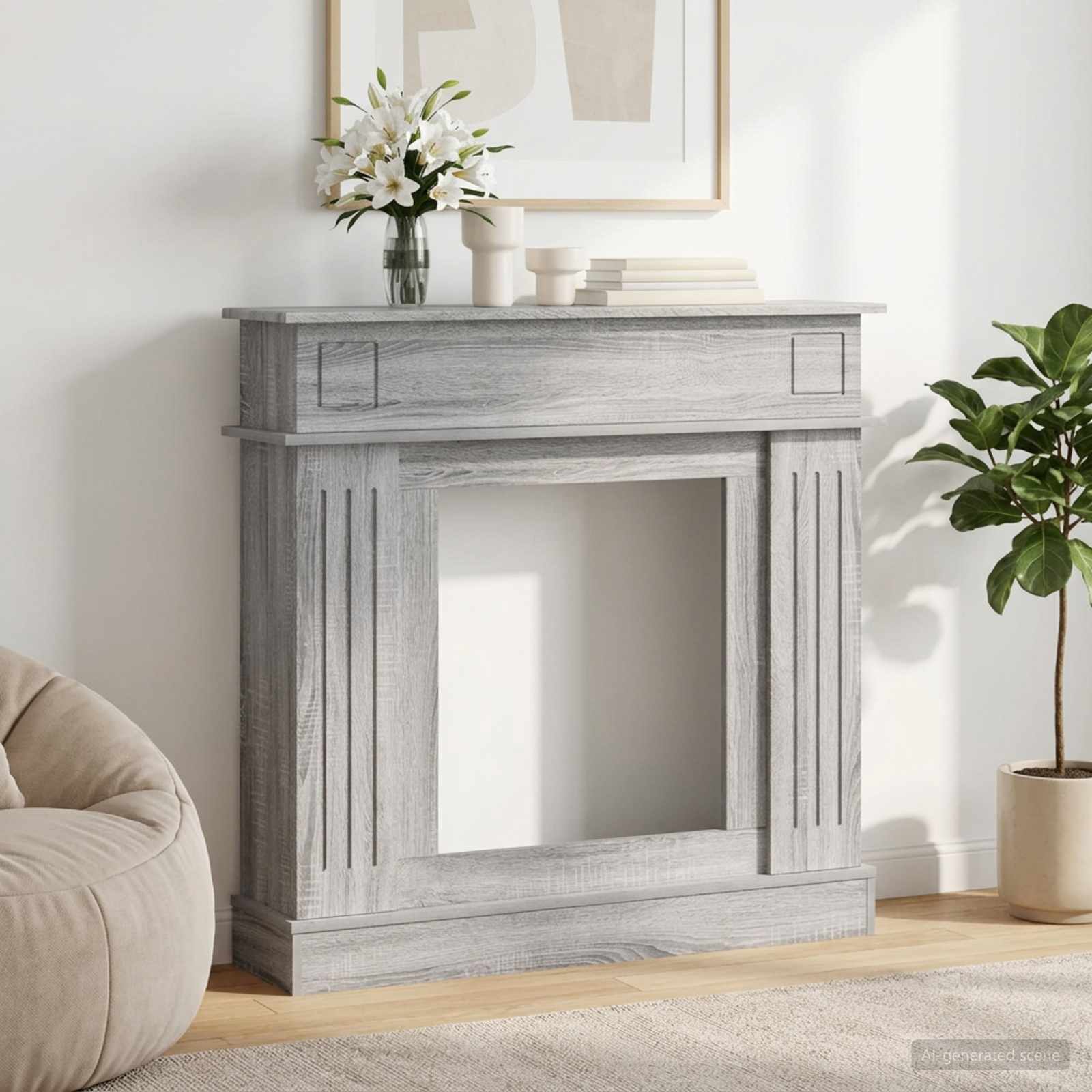 Haardomlijsting Grijs Sonoma 102 x 26 x 100 cm Bewerkt hout