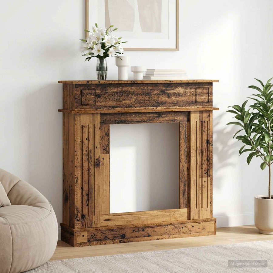 Haardomlijsting Oud hout 102 x 26 x 100 cm Bewerkt hout
