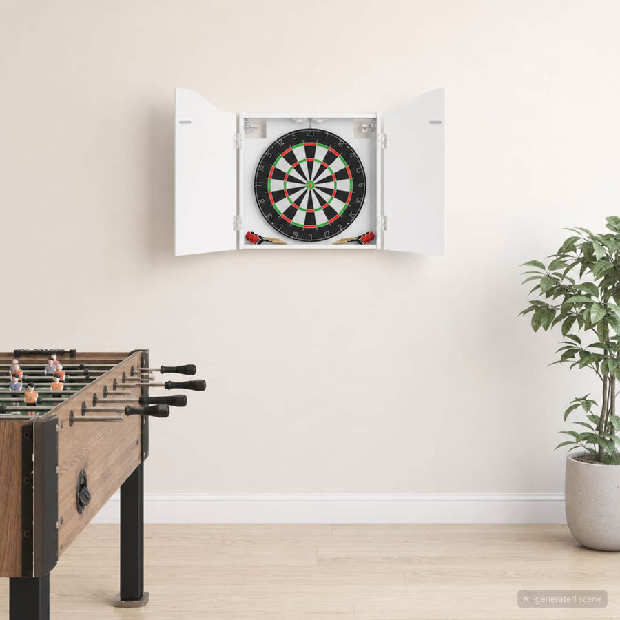 Dartbord Kabinet Wit 56 x 12 x 63 cm Bewerkt hout